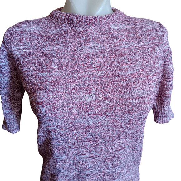 Medium Vintage Sweater Knit 1960's Mod Long Short-Sleeve Pink heather Marled - Picture 1 of 7
